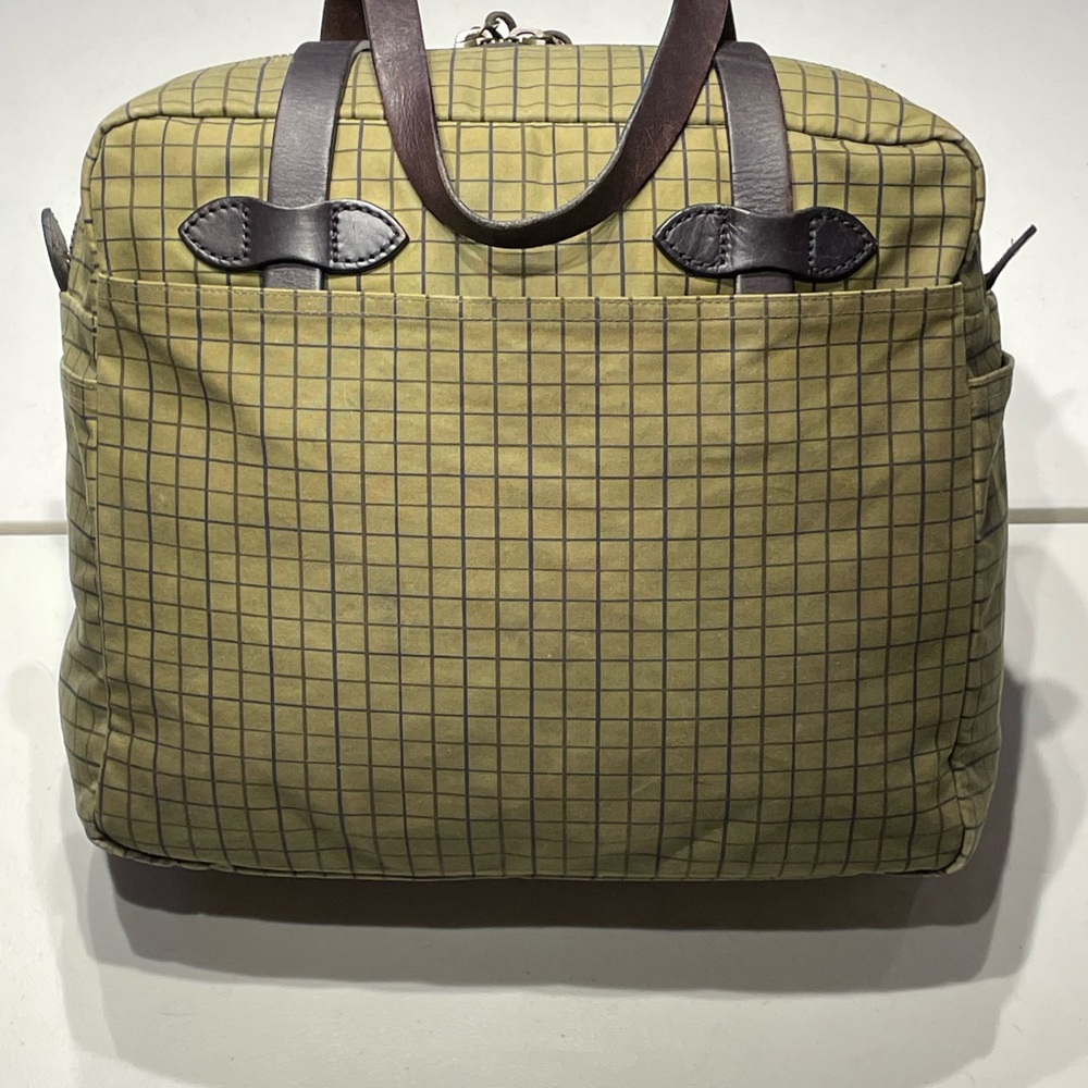 Rare Filson Limited Edition Flyway Green Grid Waxed Tin Cloth Zipper Tote - Picture 7 of 16